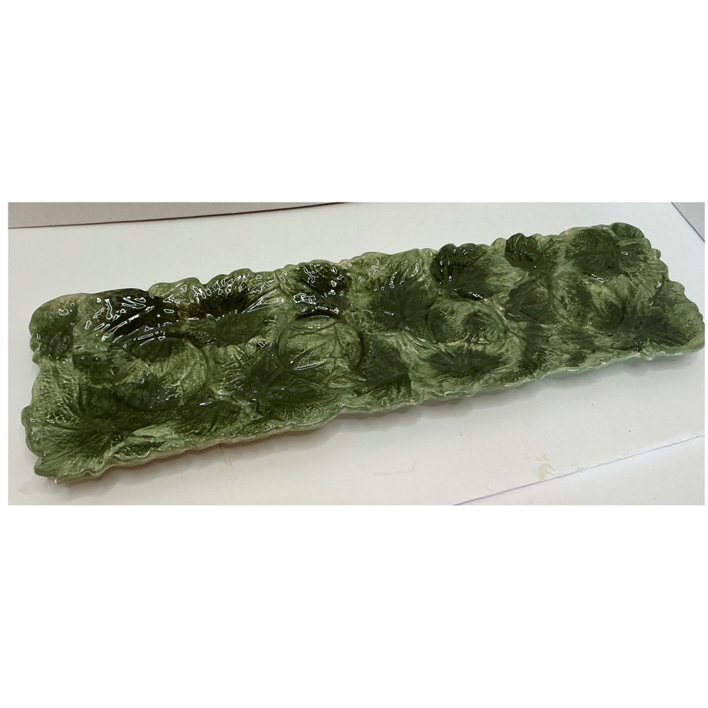 Noble Excellence Napa Valley Cabbage Leaf Serving Tray Green Ceramic 17.5" Tray